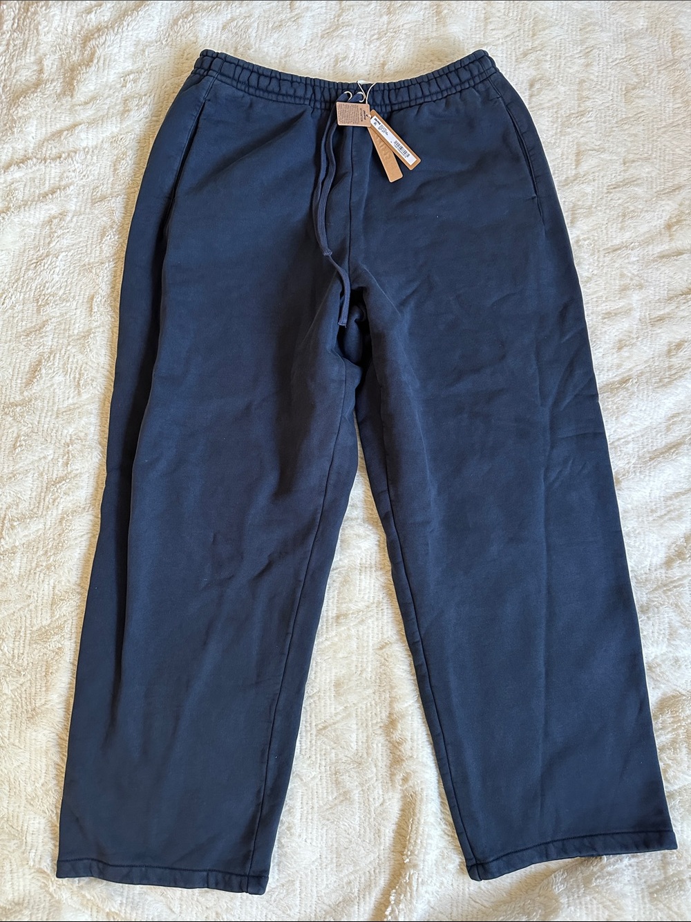 SKIMS Navy Relaxed Heavy Fleece Drawstring Sweatpants